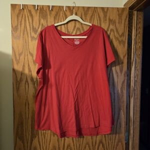 Tek Gear Red V-Neck Short Sleeve Top